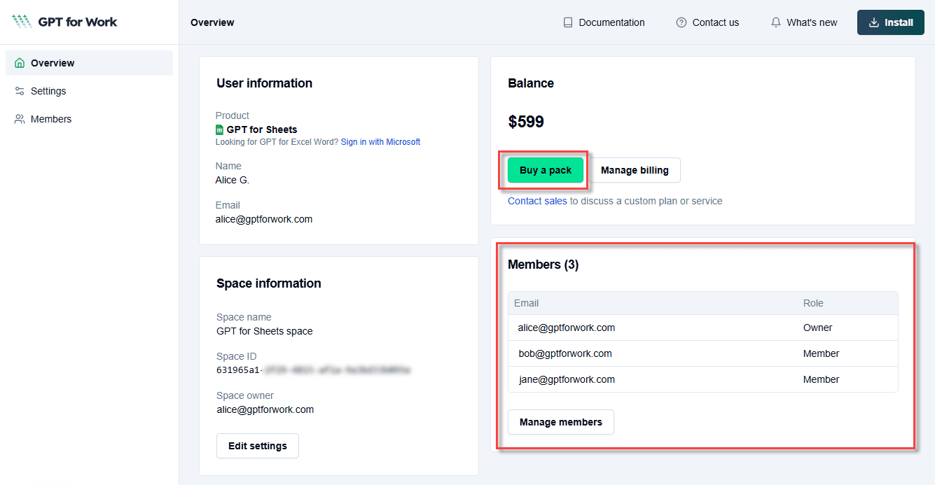 GPT for Work dashboard in GPT for Work