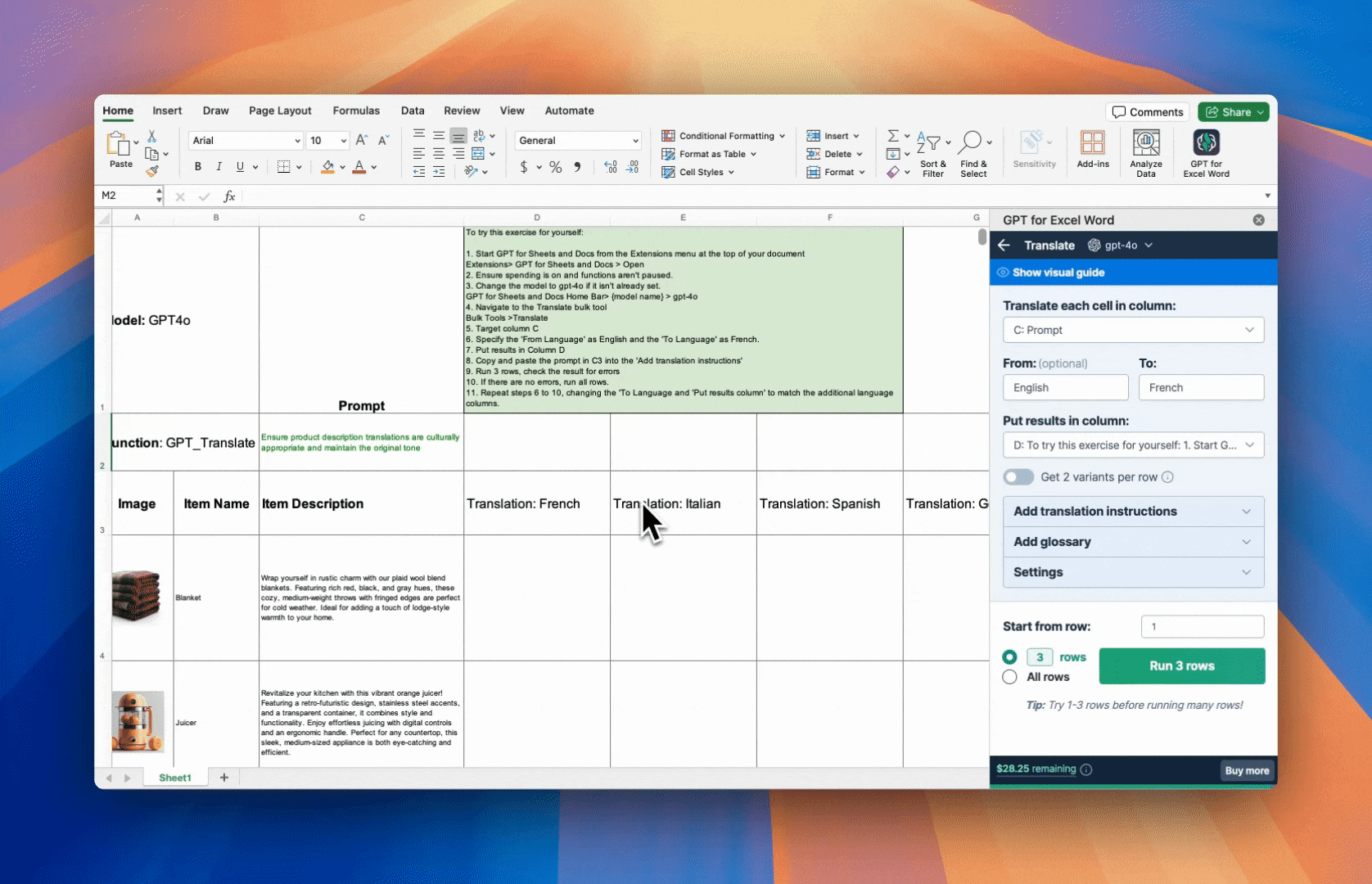 Configuring custom instructions for localization in GPT for Work