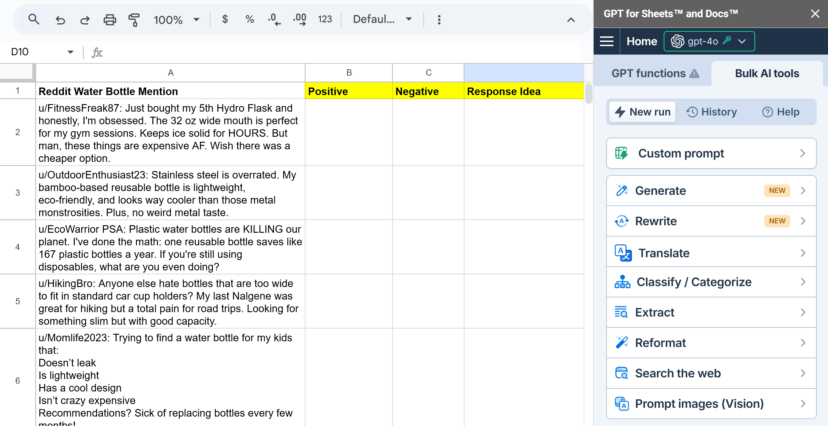 GPT for Excel bulk tools