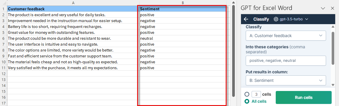 gpt-for-excel-sentiment-analysis