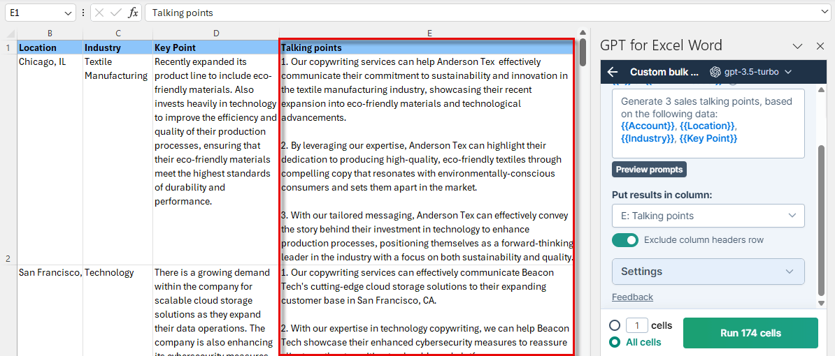 gpt-for-excel-talking-points