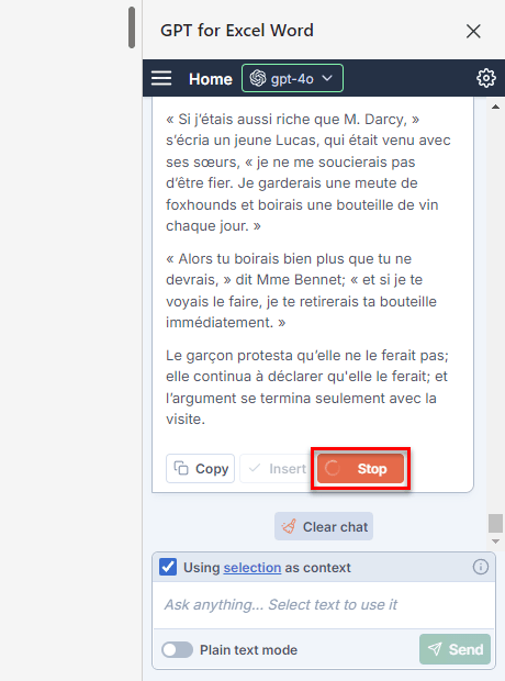 Manual stop for insert & replace operations in GPT for Work