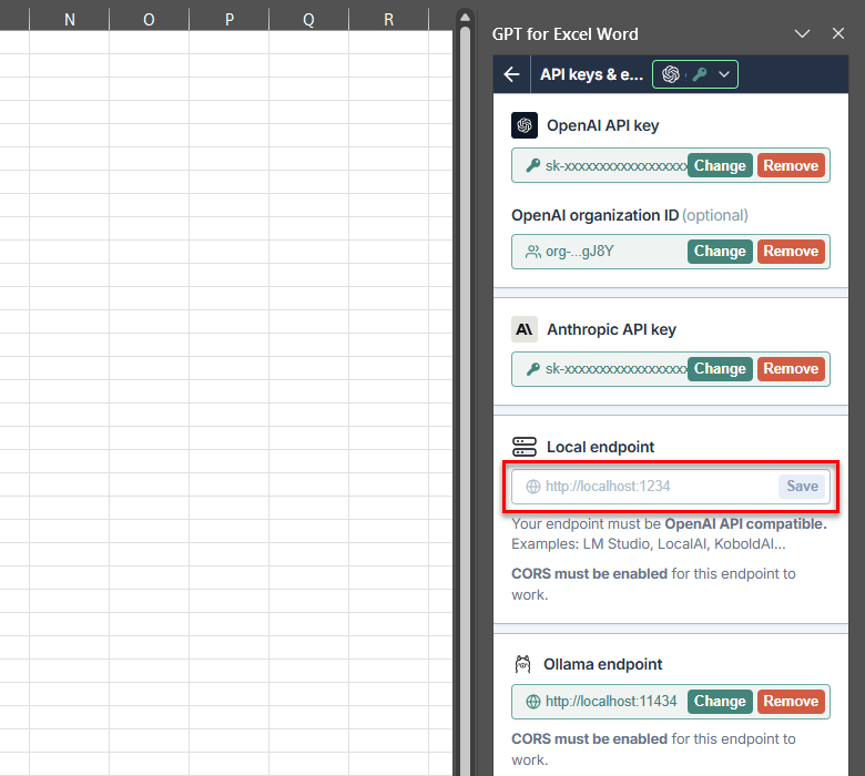 OpenAI-compatible local model integration in GPT for Work