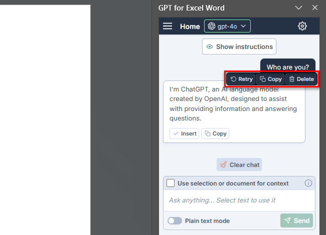 Improved chat history controls in GPT for Work